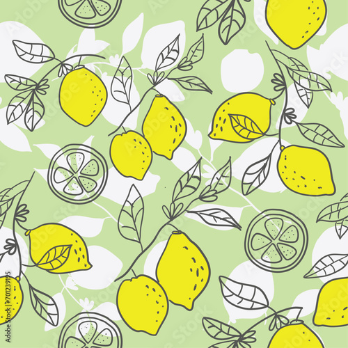 Seamless pattern with lemons. Vector illustration