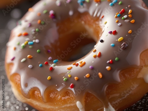 Glasierter zuckerüberstreuter köstlicher Donut photo