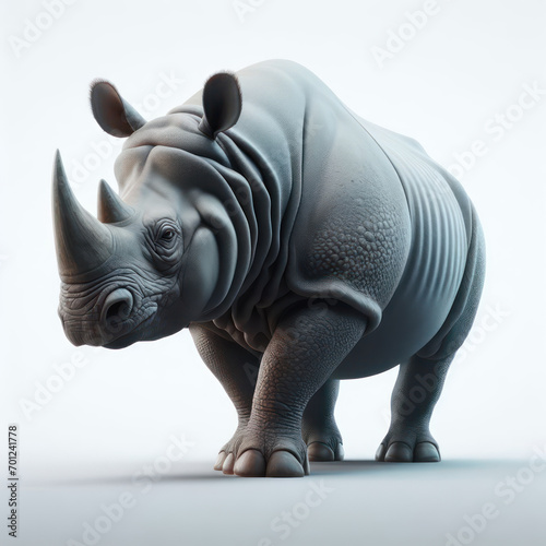 Sumatran rhinoceros, rhino, rinoceronte de sumatra, isolated White background photo