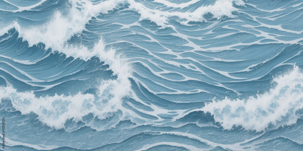 Obraz premium Abstract vector ocean wave soft blue and white background. Seamless pattern with blue waves.