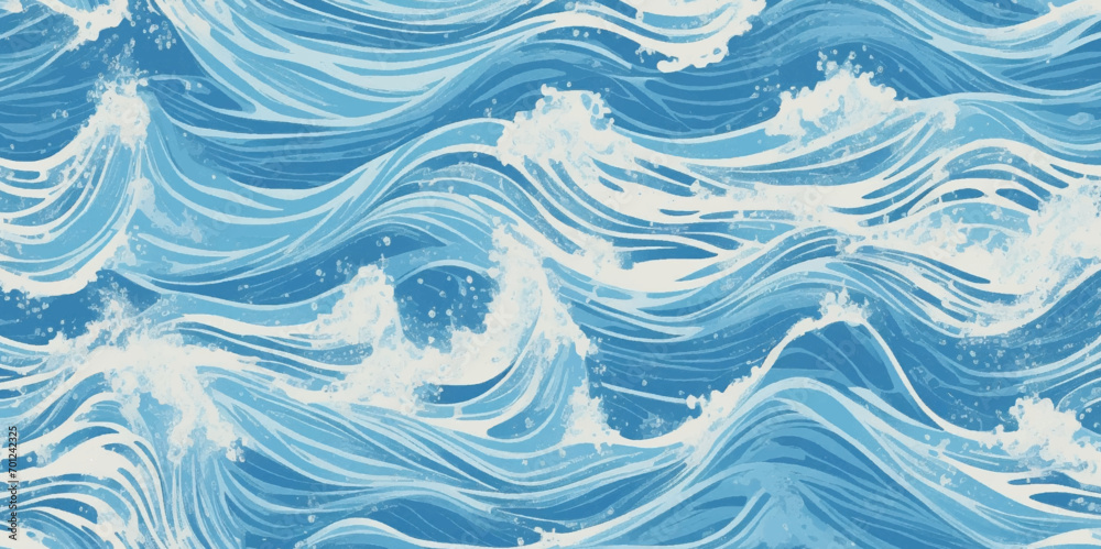Obraz premium Abstract vector ocean wave soft blue and white background. Seamless pattern with blue waves.