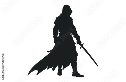 Knight male warrior silhouette Vector black Clipart isolated on a white background