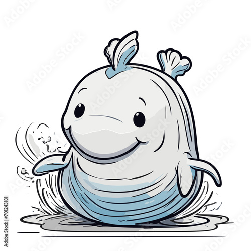 Whale cartoon character vector image. Illustration of cute fish animal on the white background