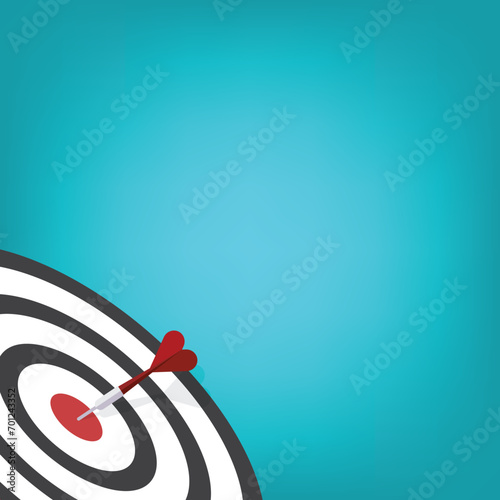 Red dart hits the target center. Business challenge failure and success concept.	
