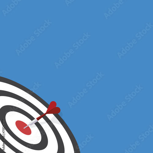 Red dart hits the target center. Business challenge failure and success concept.	
