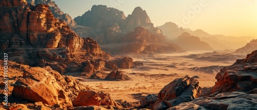 Rocky Mountains in Al Ula Desert at Sunset