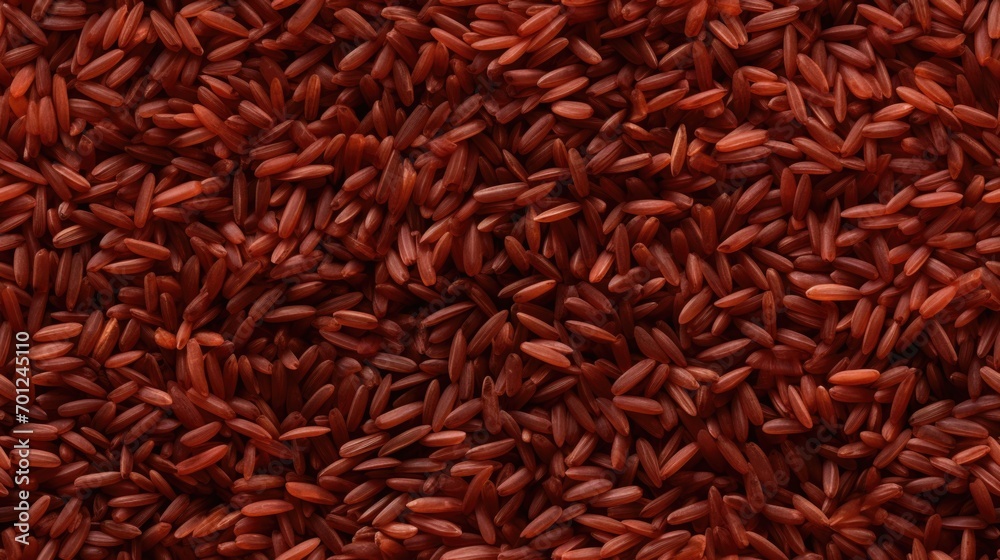 Red rice seamless pattern. Repeated background of cereal food texture