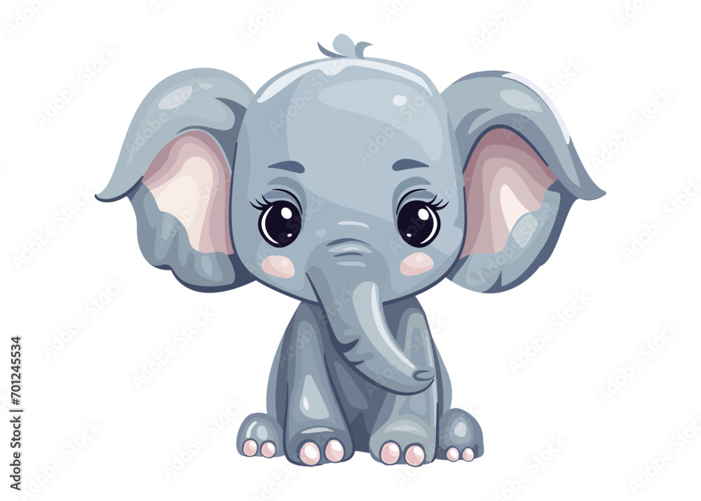 Fototapeta premium Сhildish pattern with little elephant for nursery decorations, birthday invitations, poster, greeting card, t-shirt print, kids wear fashion design, baby shower invitation card