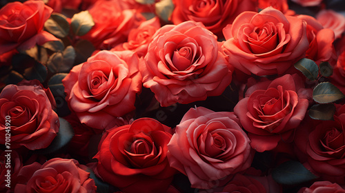 red rose garden and pink, Valentine's Day