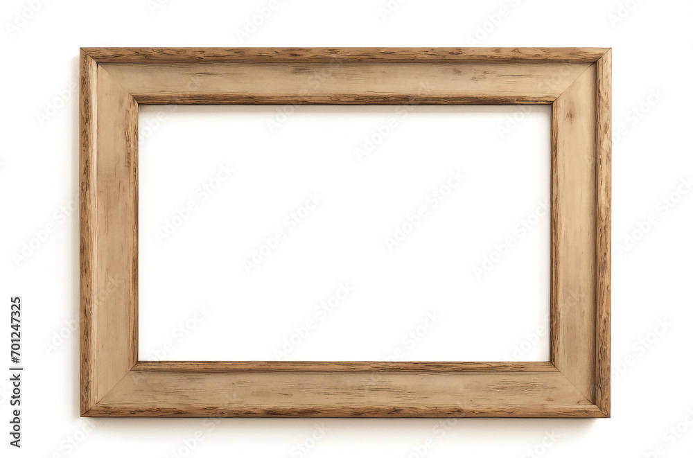 Holzrahmen lehnt auf weißem Boden im Innenmodell. Vorlage eines an einer Wand gerahmten Bildes 3D-Rendering Holzrahmen lehnt auf weißem Boden im Innenmodell. Vorlage eines an einer Wand gerahmten Bildes 3D-Rendering