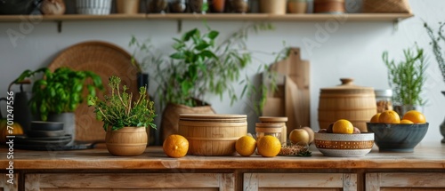 Eco-friendly Kitchen with Bamboo Storage Containers