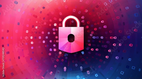 Padlock against abstract pink gradient backdrop symbolizes protection of digital art, padlock evokes sense of securing creative expressions and fortifying digital artistic realm
