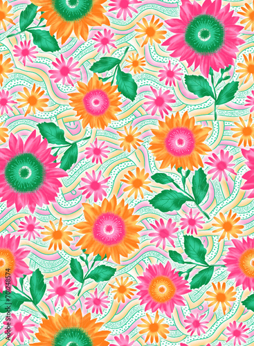 Floral Seamless Pattern Design And Backgrounds © Krunal