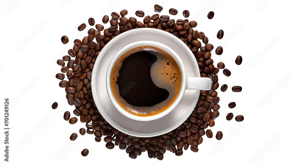 Cp of coffee with beans isolated. Cp of coffee with beans isolated.