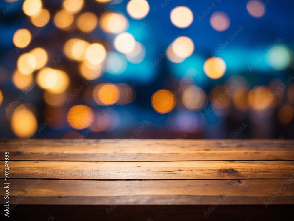 Christmas lights on the wooden background Christmas lights on the wooden background