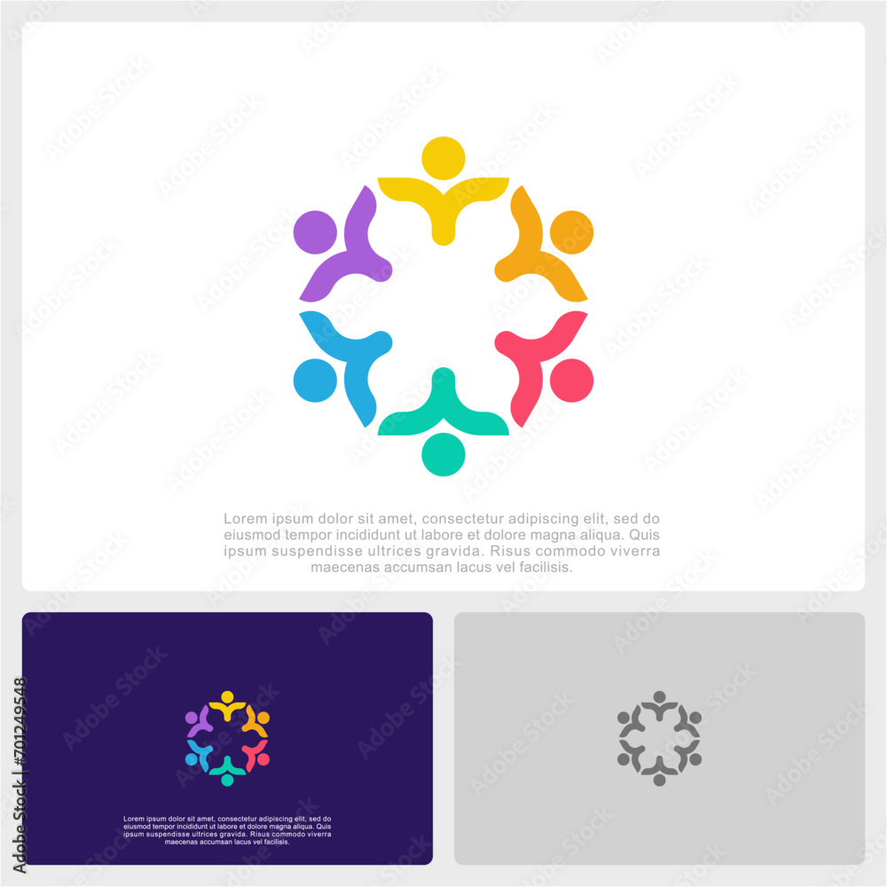 Abstract People Colorful Logo Icon Design Minimal Style Illustration. Community Logo.	
