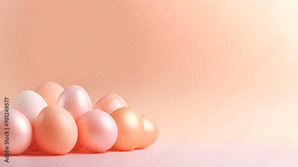 Easter eggsin Peach colors on the background in Peach hue. Bold hues for seasonal projects.Color of the Year 2024 Easter eggsin Peach colors on the background in Peach hue. Bold hues for seasonal projects.Color of the Year 2024