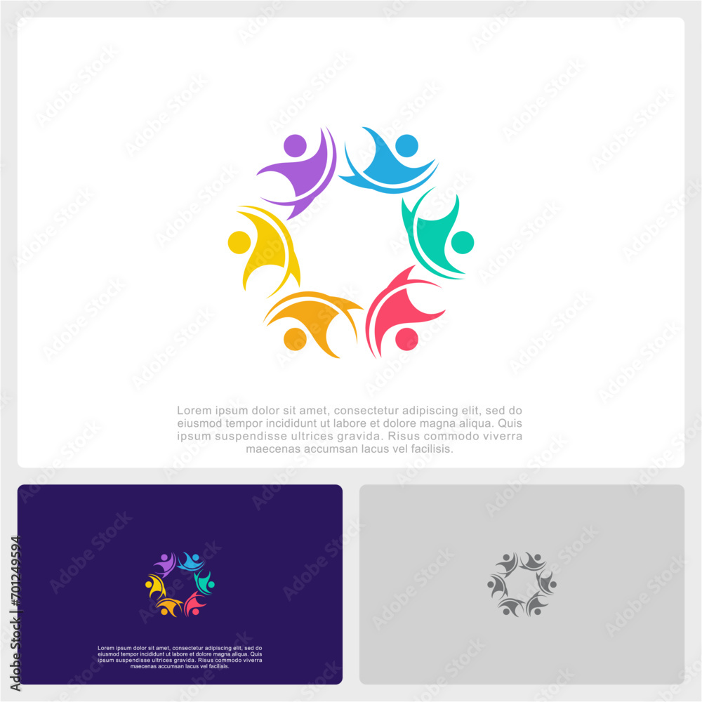 Abstract People Colorful Logo Icon Design Minimal Style Illustration. Community Logo.	

