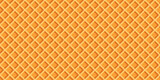Seamless diagonal wafer pattern. Realistic wafer repeat horizontal background. Ice cream cone texture.  Vector illustration