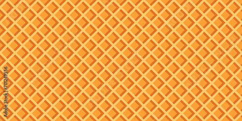 Seamless diagonal wafer pattern. Realistic wafer repeat horizontal background. Ice cream cone texture.  Vector illustration photo
