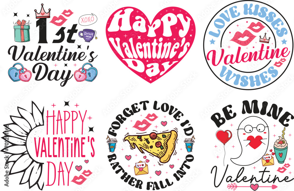 Valentine's Day SVG Typography Bundle T-shirt design.
