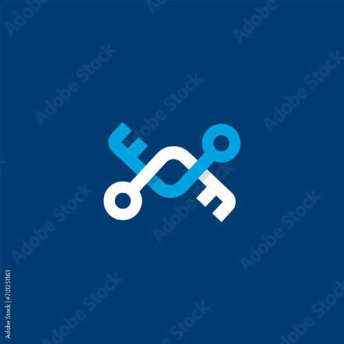 Dual Exchange Key DNA Logo Design Vector