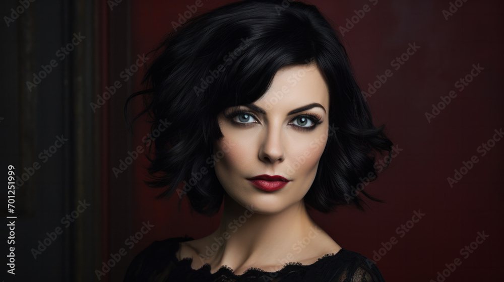 Fashion Woman Profile Portrait. Vogue Style Model. Stylish Makeup and Manicure. Beauty Girl with Black Hair Fashion Woman Profile Portrait. Vogue Style Model. Stylish Makeup and Manicure. Beauty Girl with Black Hair