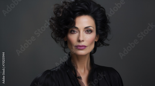 Fashion Woman Profile Portrait. Vogue Style Model. Stylish Makeup and Manicure. Beauty Girl with Black Hair