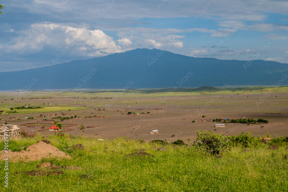 Masai villages at the foothills of Mount Ol Doinyo Lengai in Tanzania Masai villages at the foothills of Mount Ol Doinyo Lengai in Tanzania