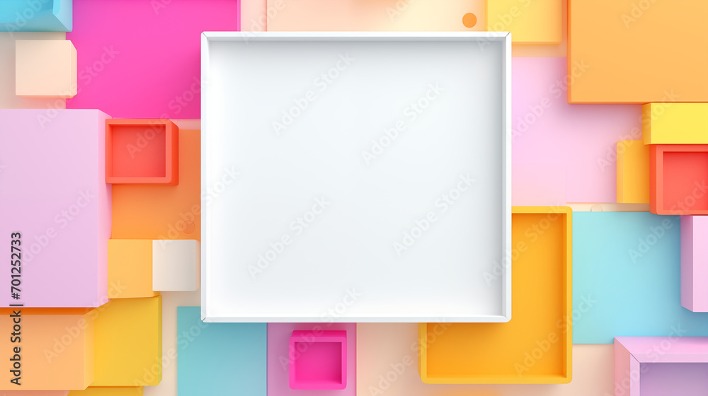 abstract colorful background with white frame canvas for text or picture