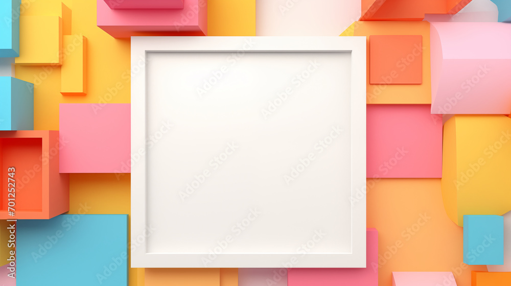Fototapeta premium abstract colorful background with white frame canvas for text or picture