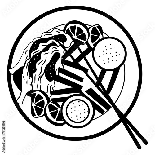 Cod and chippy with wedge vector icon design, delicious food symbol, authentic local dishes sign, domestic cuisine stock illustration, Fish and Chips with Green and White Sauce Bowl concept