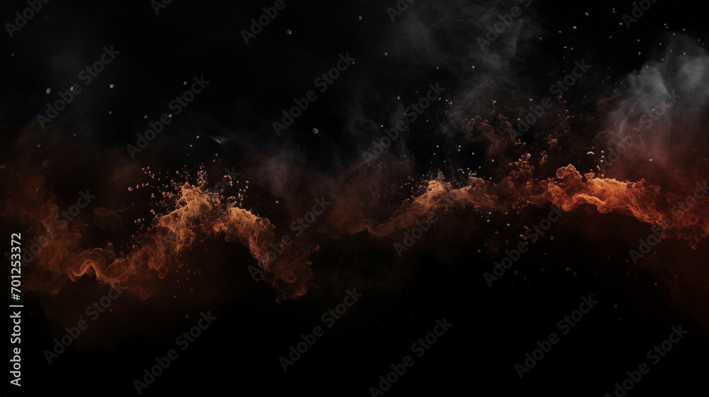 Fototapeta premium Fire embers particles over black background. Fire sparks background. Abstract dark glitter fire particles lights, Generative ai