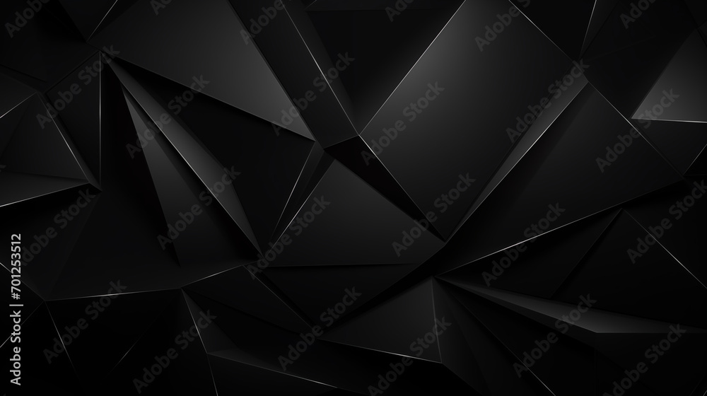 Fototapeta premium Black abstract geometric background from polygons. AI generated.
