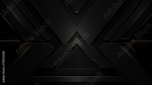 Black abstract geometric background from polygons. AI generated.