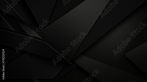 Black abstract geometric background from polygons. AI generated. photo