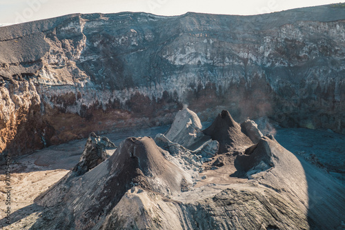 Scenic view of the volcanic crater - the ash pit of Mount Ol Doinyo Lengai in Tanzania photo