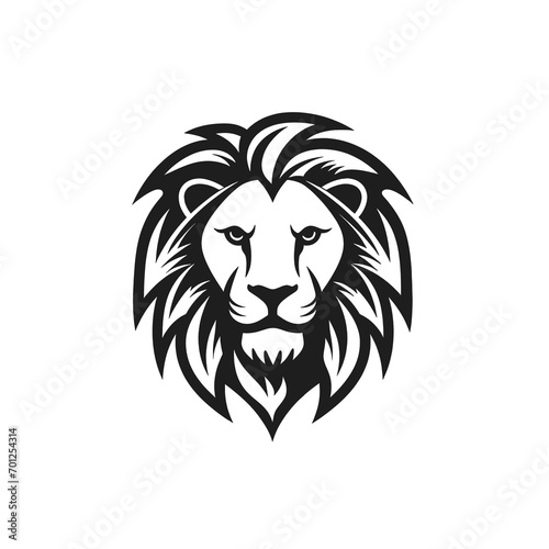 Black minimalist lion logo  pictogram or icon  silhouette  transparent or isolated on white background