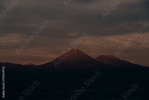 Atacama Desert Volcano during sunset  Chile