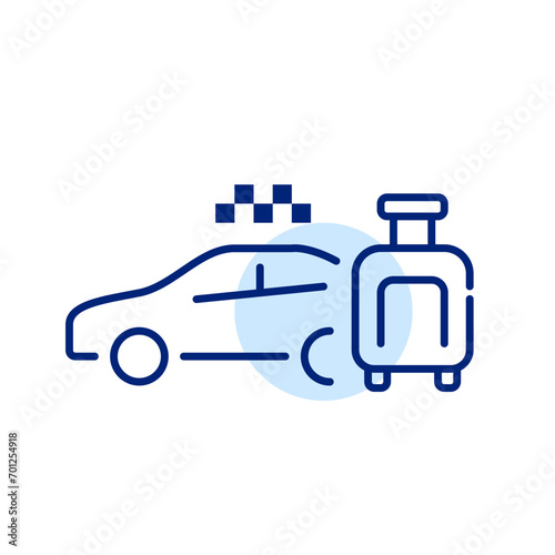 Airport taxi. Cab and luggage. Pixel perfect, editable stroke icon