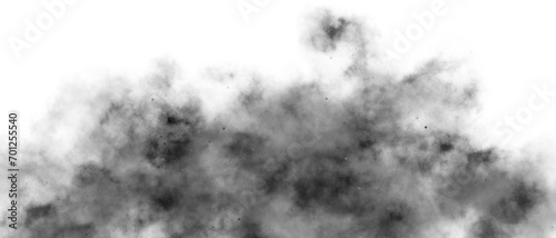 Dramatic black soft smoke effect on transparent background photo