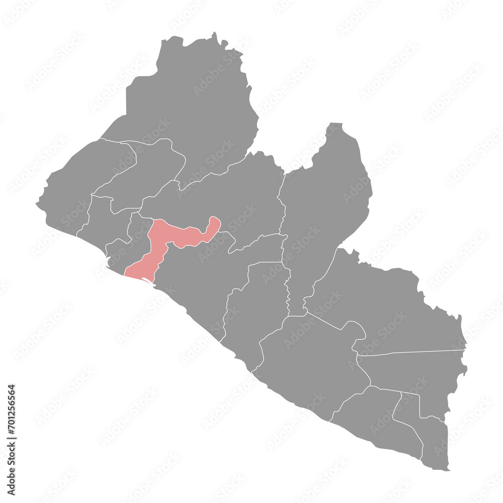 Margibi map, administrative division of Liberia. Vector illustration.