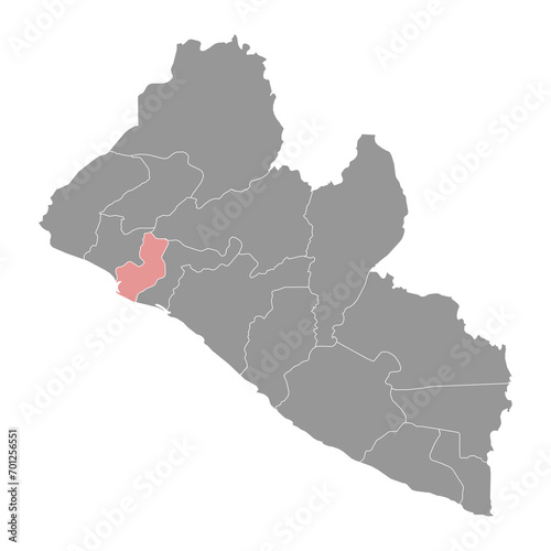Montserrado map, administrative division of Liberia. Vector illustration. photo