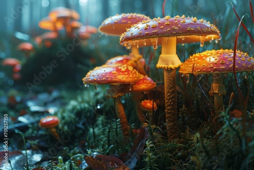 Magic mushroom in psychedelic world.