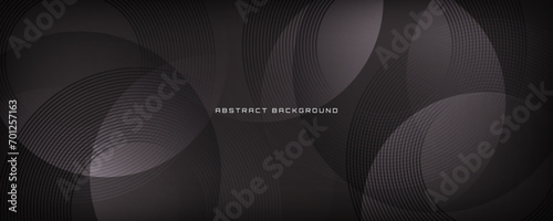 Black geometric abstract background overlap layer on dark space with lines effect decoration. Modern graphic design element circles style concept for banner, flyer, card, cover, or brochure