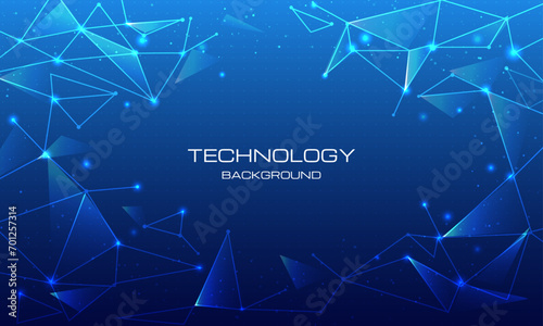 technology digital data cyber poly line and dot on blue background. abstract futuristic techconnection network wallpaper. copy space text.