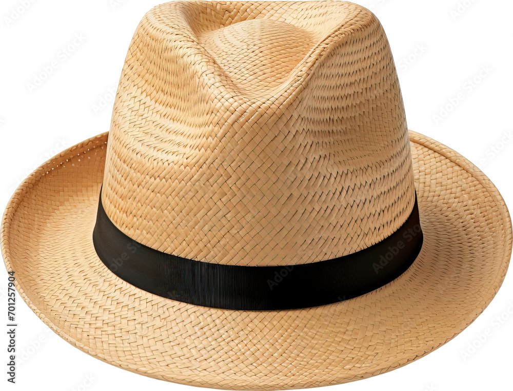 Traveling straw hat isolated on transparent background. PNG