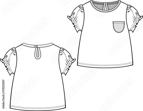 KID GIRLS WEAR KNIT TOP FRONT AND BACK FASHION FLAT DESIGN VECTOR ILLUSTRATION