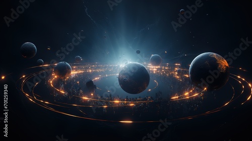 Deep space planets, awesome science fiction wallpaper, Cosmic landscape. Background for computer games, Banner photo