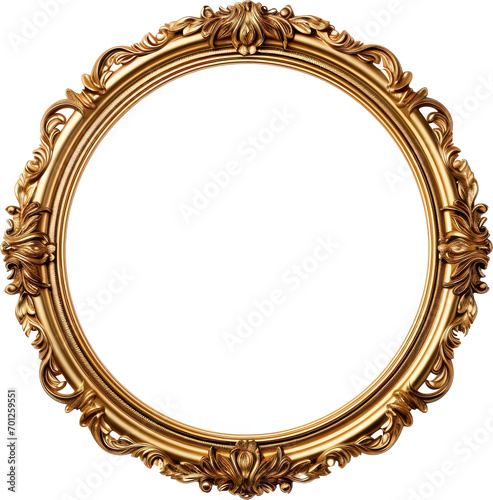 Vintage gold picture frame isolated on transparent background. PNG © Tran